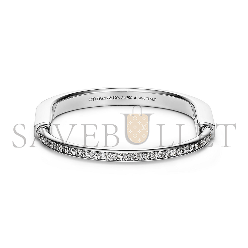 TIFFANY LOCK BANGLE IN WHITE GOLD WITH HALF PAVÉ DIAMONDS 70425300
